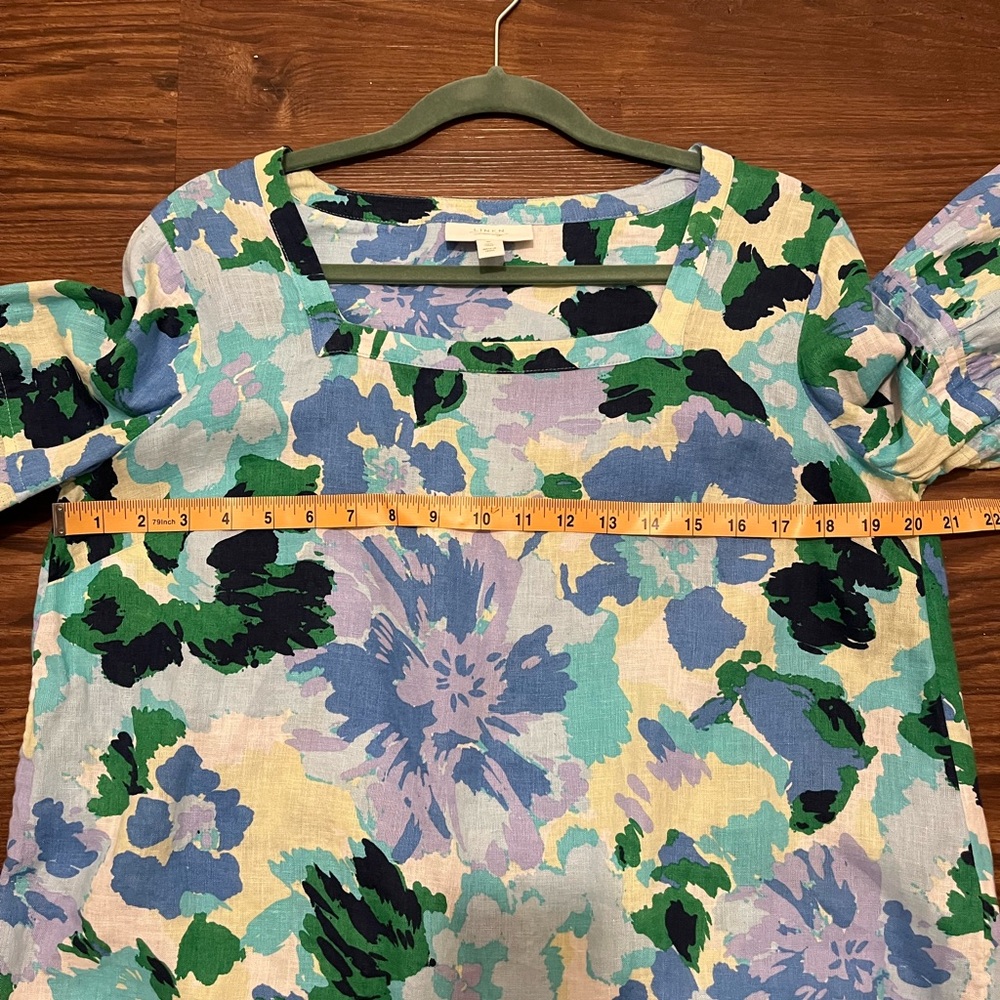 NWOT Charter Club Women's 100% Linen Printed Square-Neck Top, Size M - Picture 9 of 11